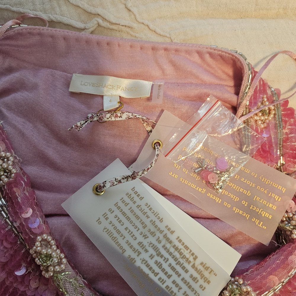 LoveShackFancy Pink and Gold Sequin Skirt - Picture 3 of 4